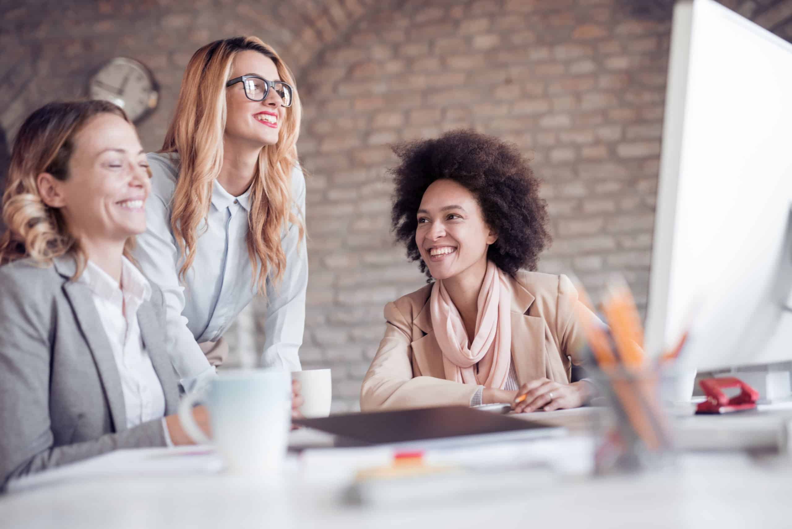 Group of young woman working together